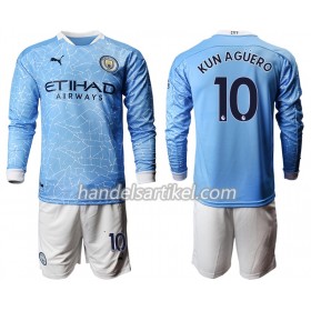 Manchester City Sergio Aguero 10 Kinder Heim Trikotsatz 2020/21 Langarm (+ Kurze Hosen)